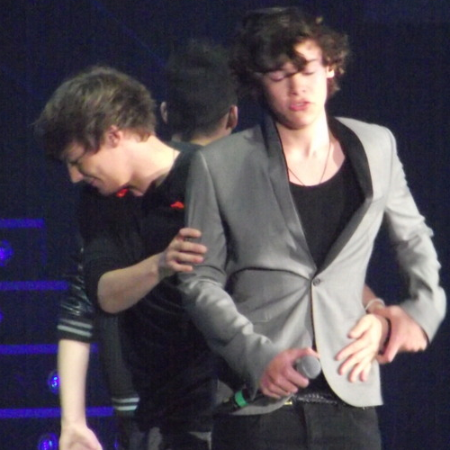 Louis was holding harry's hand....then let it go when he saw the camera's..