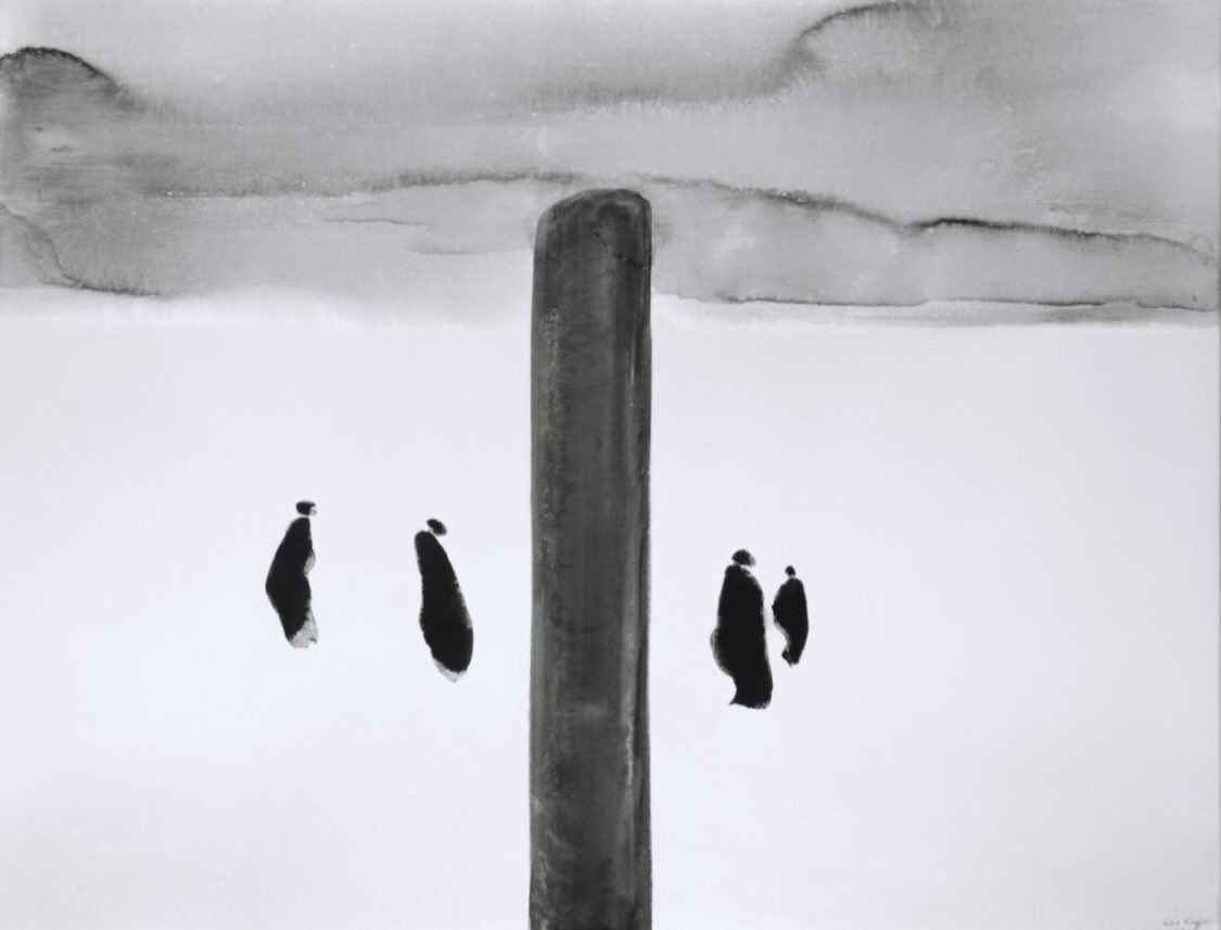 HausGh's tweet photo. Chinese playwright, critic, and Nobel Prize-winning novelist Gao Xingjian also produces poetic and complex ink-on-paper painting. Neither figurative nor abstract, his paintings play with light and shadow and point toward narratives, often including the silhouette of a figure... https://t.co/bPgSQNp8s1