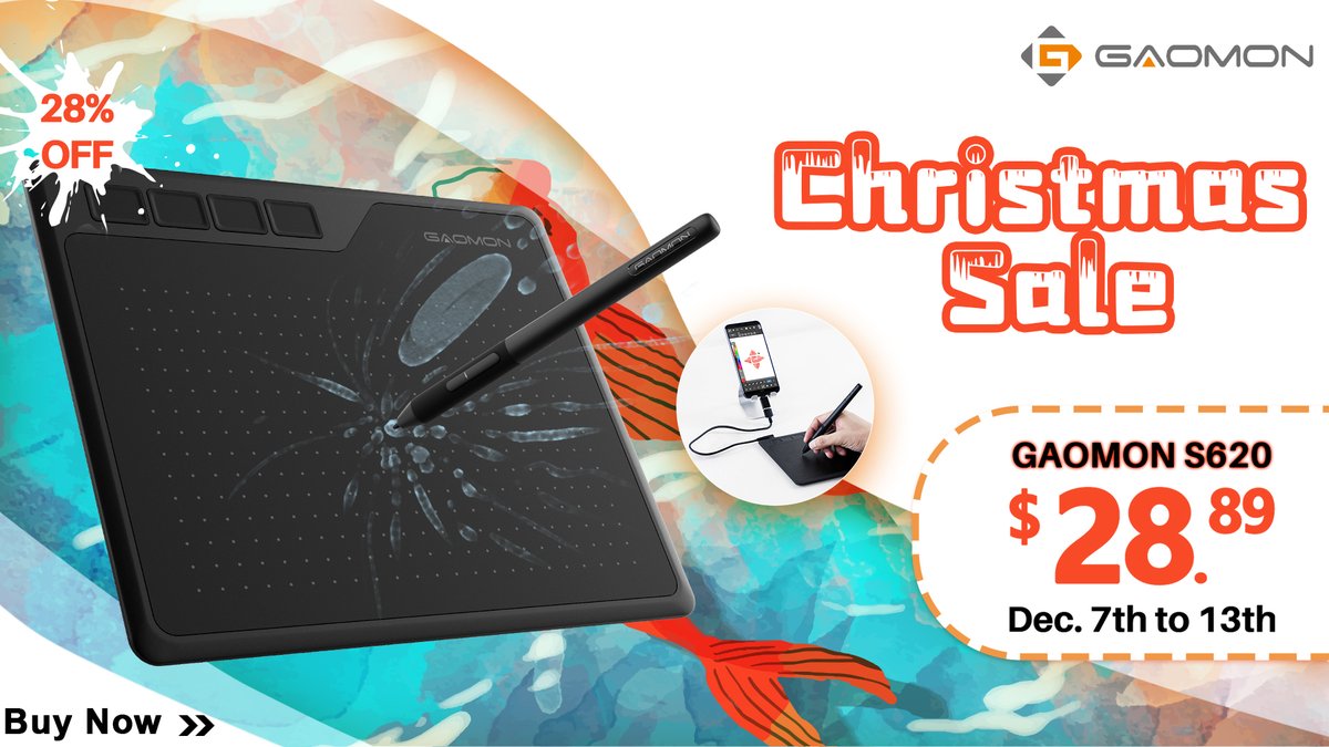Gaomonpentablet's tweet photo. Up to 28% OFF Christmas Sale for #GAOMON #S620, from 7th Dec-13th Dec!🎁
ONLY $28.89. Order Now: https://t.co/ctkDh1awpT
No matter you are a beginner or a professionalist, you can use it for digital drawing, animation, and graphics design. Also it's best choice for OSU! player.😍 https://t.co/hLcoDOZaYW