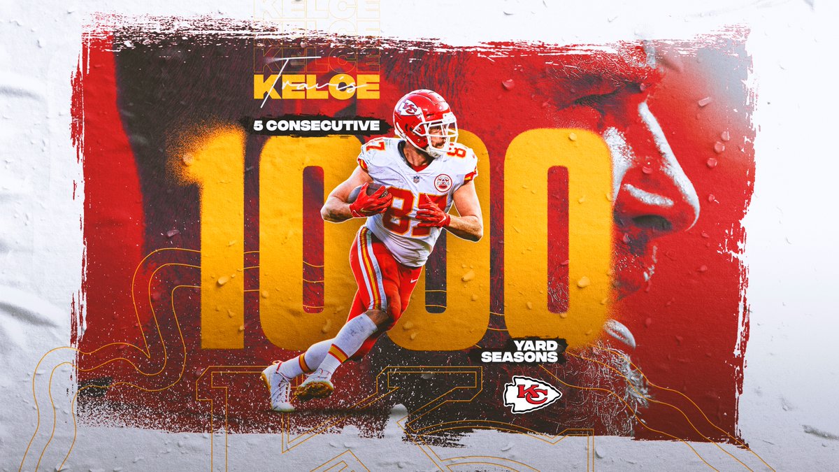 Extends his own NFL record AND becomes the first TE in NFL history with five 1,000-yard seasons 🏹