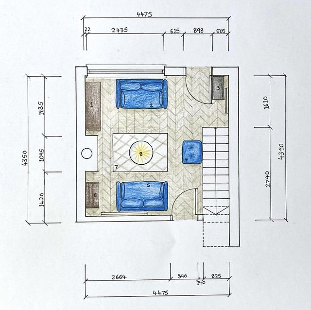 AAIDCourses's tweet image. #StudentSpotlight: Living room #floorplan and #sampleboard by student Jordan Brown. 👏🤩  "I love this interesting wallpaper paired with blue velvet for the sofa and the Pacific grain flooring." - so do we! 

#interiordesign #livingroomdesign #floorplan #AAID