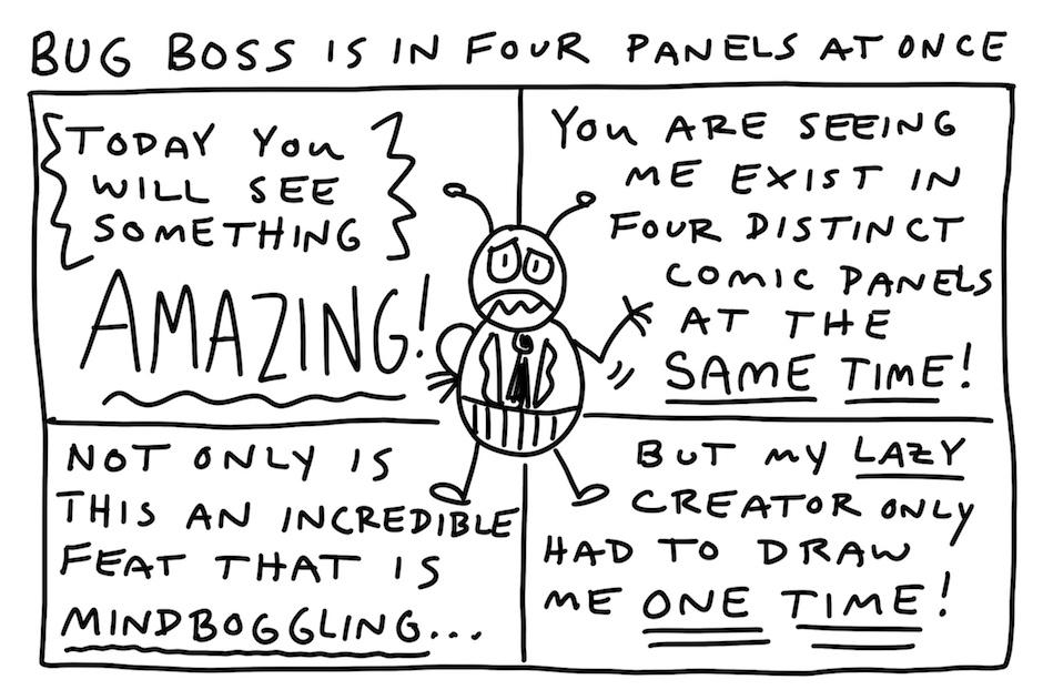 BugBossComic's tweet image. It&apos;s like he can bend space and time!