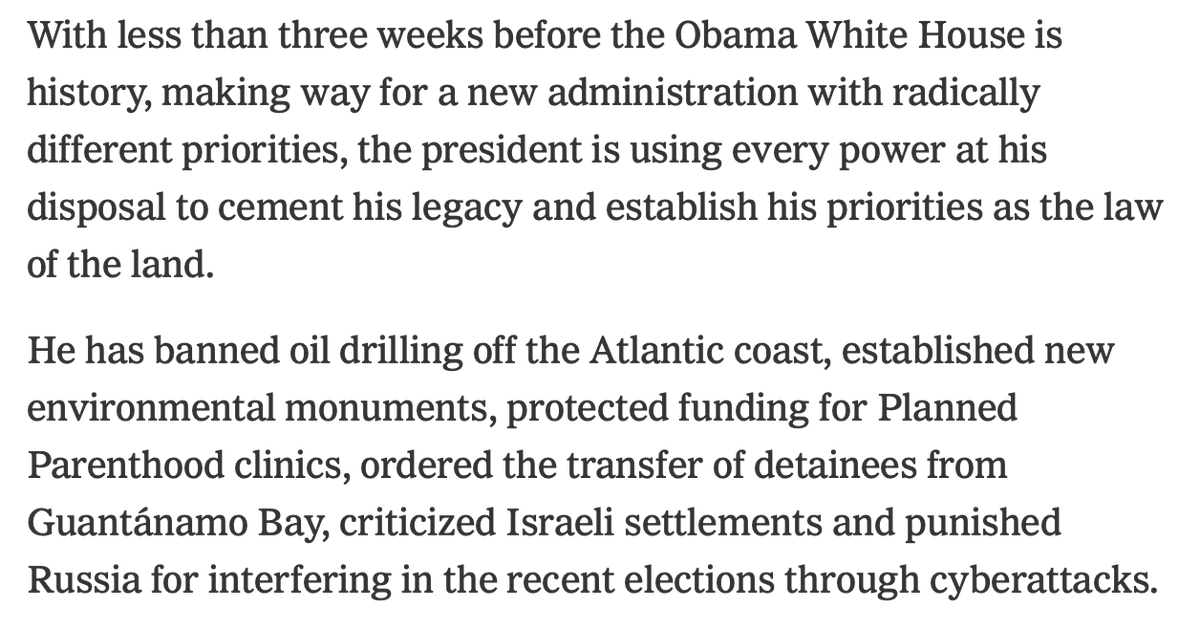 ByronYork's tweet image. Something about this WP report just didn't ring true. Did lame-duck Obama, in his final days, defer to the incoming Trump administration? No, he didn't. Left is WP today; right is NYT 12/31/16: washingtonpost.com/politics/trump…  and  nytimes.com/2016/12/31/us/…