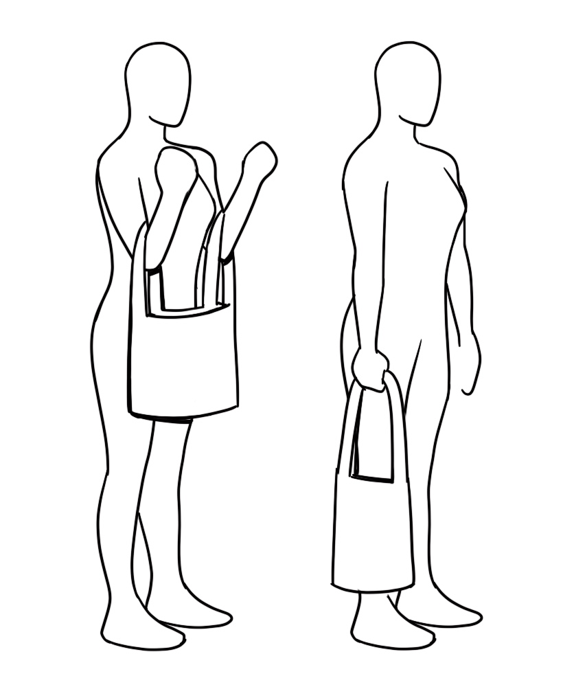 As a student, I was stuck in a group project with a guy who insisted that it would be more comfortable to carry a heavy shopping bag like the figure on the left than the figure on the right because "You can use more of your arm muscles."