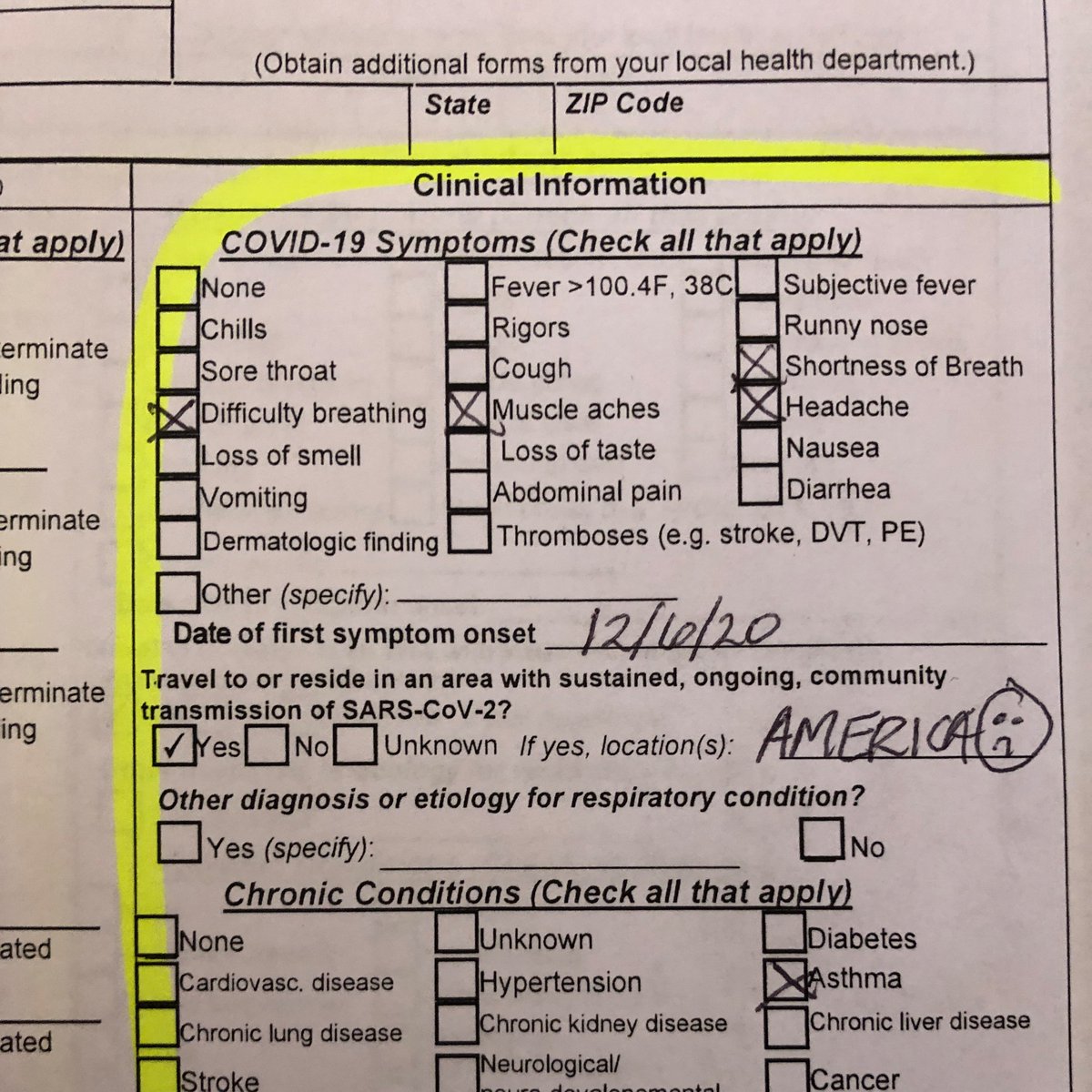 I *ALMOST* wrote “Trump’s America” but I restrained my political opinion from the  @ochealth form.I love that “yes” is checked by default   #epicfail