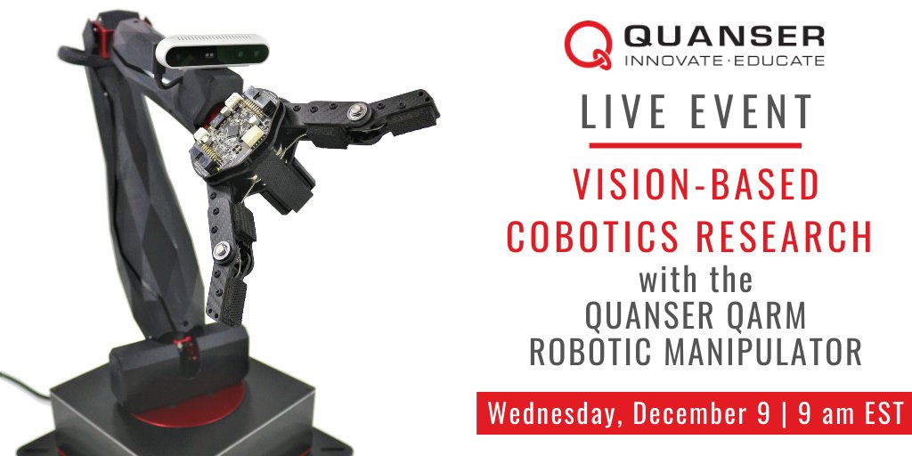 Tech_Labs's tweet photo. Research cobotics with the Quanser QArm serial manipulator. Join us for the #webinar with its developers: https://t.co/LcxWrfnMeI https://t.co/mtiBTUepEi