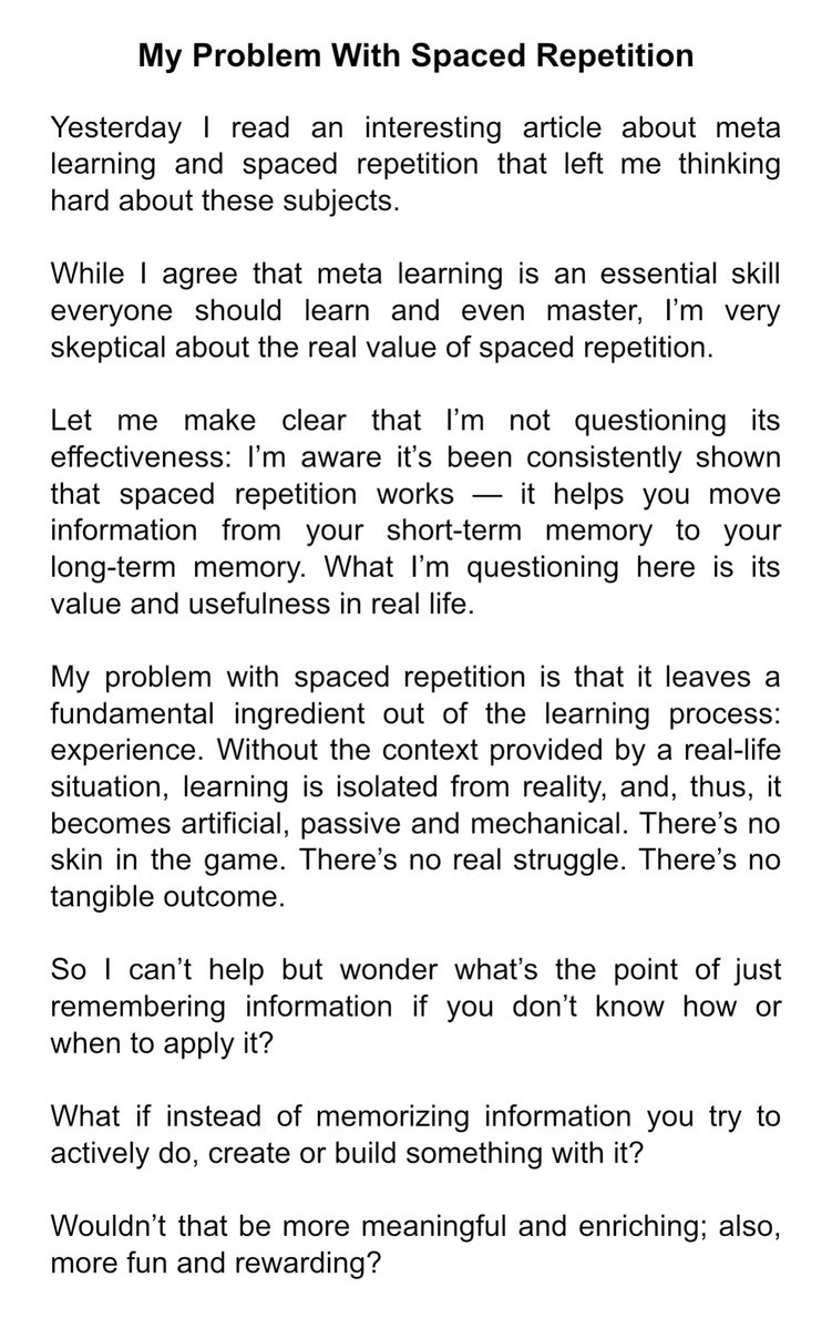 Essay 20/30: My Problem With Spaced Repetition