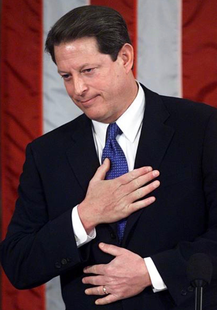 Vice President Al Gore presided over Congressional certification of electoral votes on January 6, 2001, and declared George W. Bush’s victory, adding, "May God bless our new President.”   #Getty