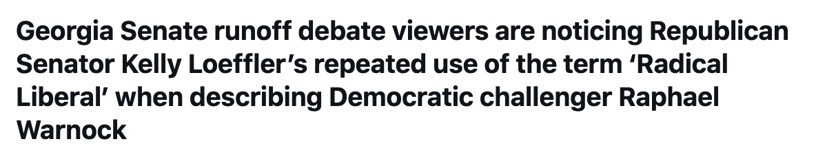 OMG—Kelly Loeffler's dead-eyed, ultra-robotic debate performance is actually trending on Twitter *as* a robotic debate performance. People get it now—here in 2020—that when a candidate repeats canned, focus group-tested lines, they're lying to you. And have only contempt for you.