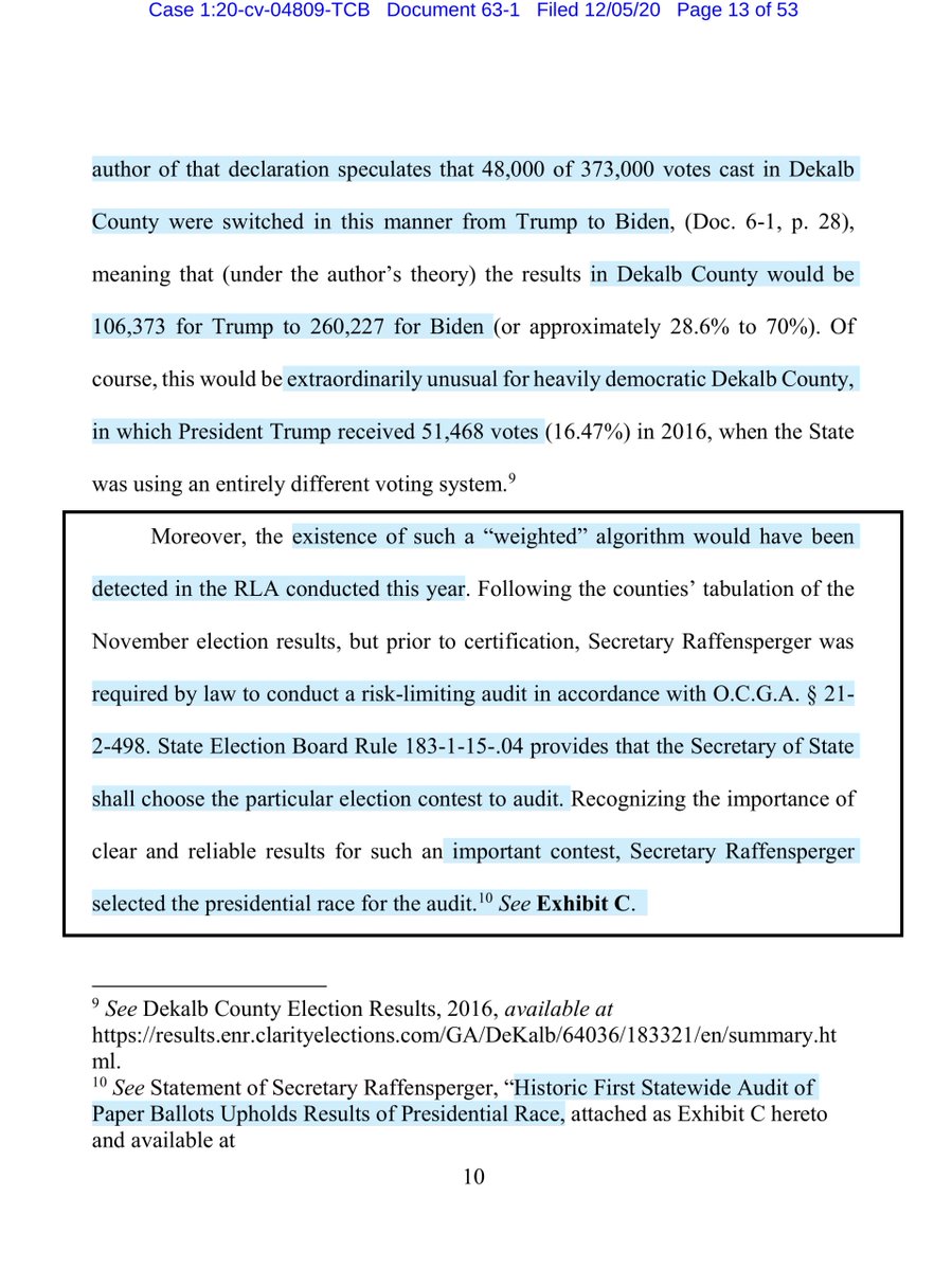 If you had read the Georgia Defendant’s Motion to Dismiss - you’ll note —> Kraken-Wood’s lawsuit is beyond frivolous -it is one of the most nonsensical filings I’ve readWhereas Georgia Election Official‘s explain in particularity https://twitter.com/File411/status/1335726843039797249?s=20 https://drive.google.com/file/d/1HQAcdRVHHKGsEbsMNAiWyV7ruImNpFu6/view?usp=drivesdk…