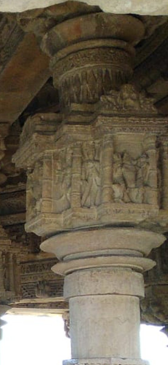 Idols of Vishnu, Devi and Brahma are found in the temple, the pillars were beautifully decorated with sculptures, even after centuries of defacing, the temple still holds its beauty.