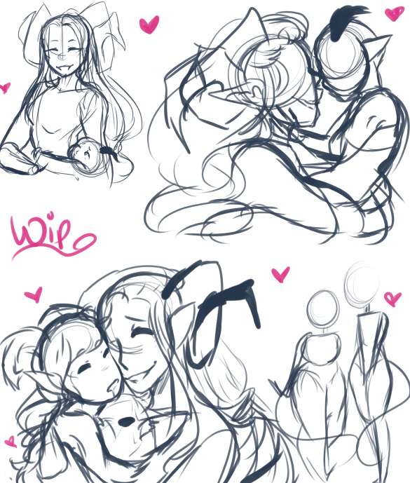 Marion and younger Jester doodles. We love a loving mother in this house 
