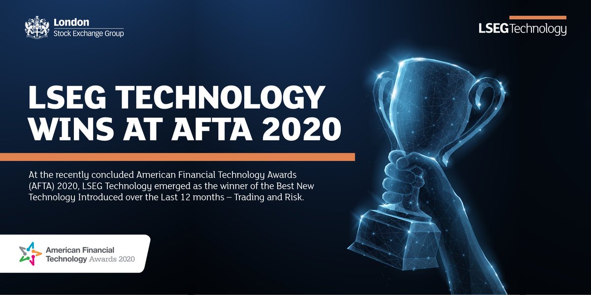 LSEGTechnology's tweet photo. At the recently concluded #AFTAS2020, we were awarded the Best New Technology Introduced over the Last 12 months - Trading and Risk. This award is a testament to the excellence we engineer for our clients.
#LSEG #LSEGTechnology #Awards #Winners #lka #waterstech https://t.co/hNCNxIEdHa
