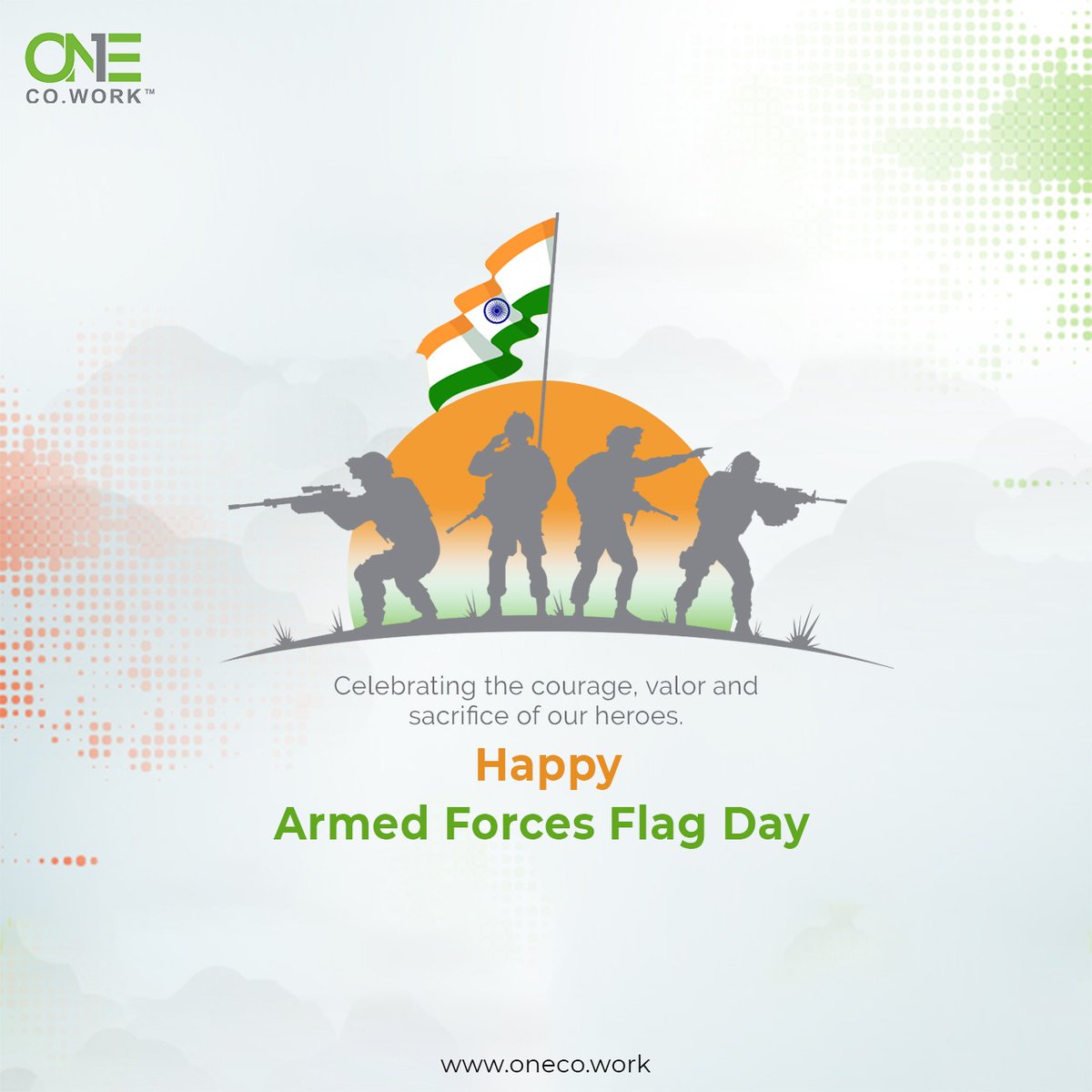 OneCoWork's tweet image. Saluting all who have selflessly given and served our country.
.
Armed Forces Flag Day
.
#ArmedForcesFlagDay #IndianArmedForces #IndianArmy #IndianNavy #IndianAirForce #soldiers #heroes #coworking #OneCoWork