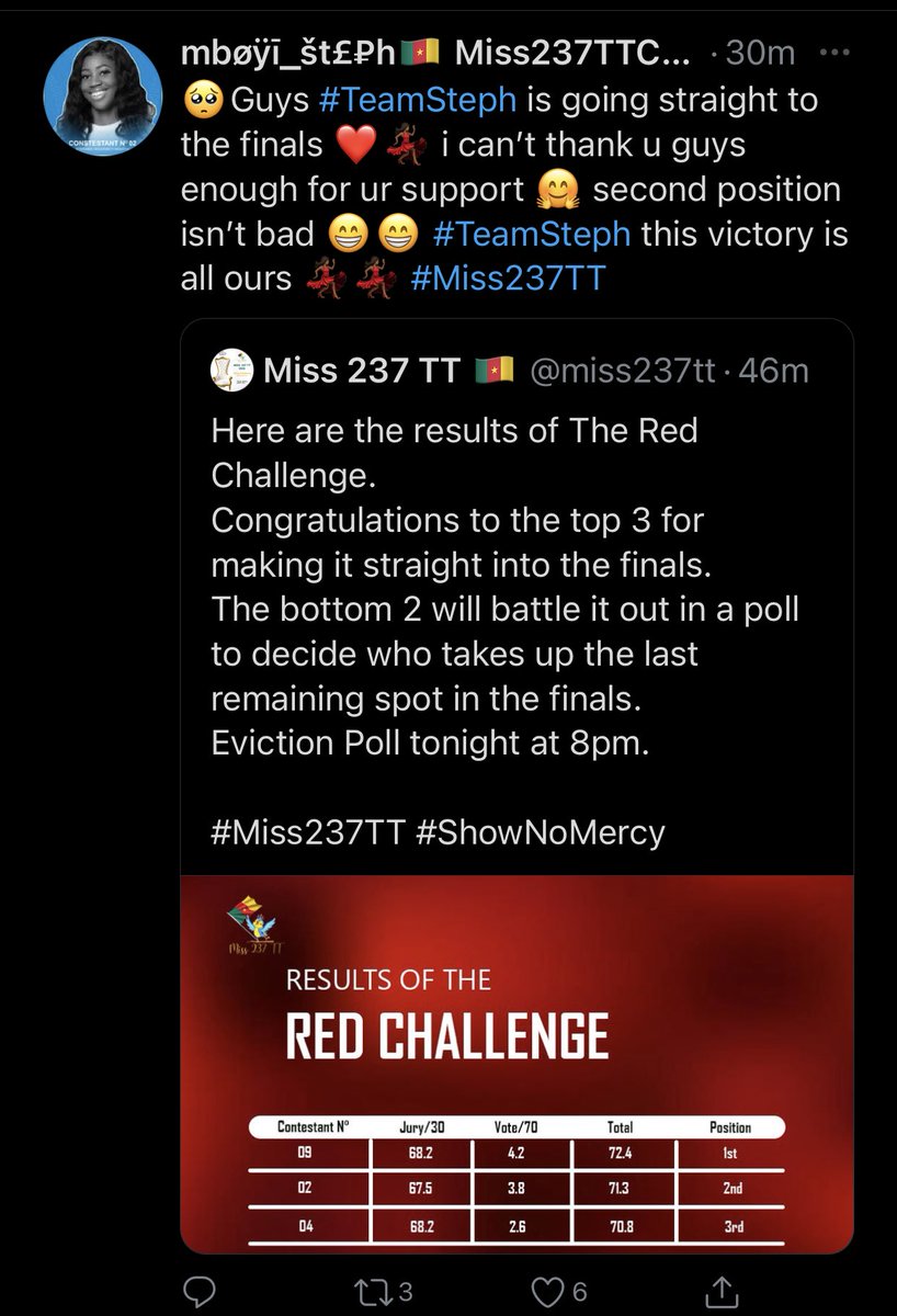 After the declaration of the results, this was how  @TishaBedoung of  #TeesTigers &  @Smboyi1 of  #TeamSteph reacted.  #237Recap 