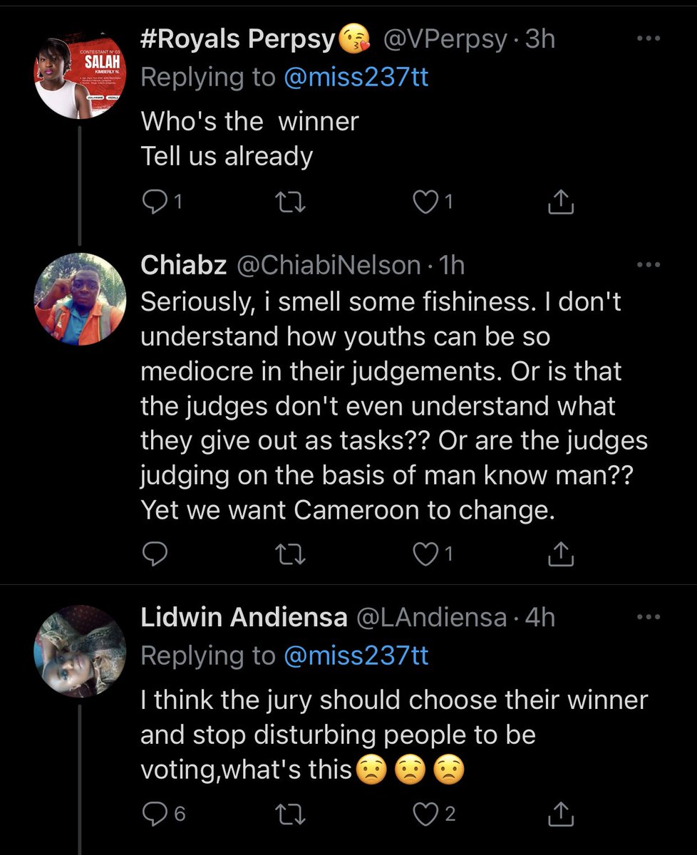  @MaxAnkia  @nkolaks &  @nguleonce lament over the web voting. All claimed the OTP codes don’t get to them.  @VPerpsy  @ChiabiNelson and  @LAndiensa just want the jury to crown their winner already.  #237Recap 