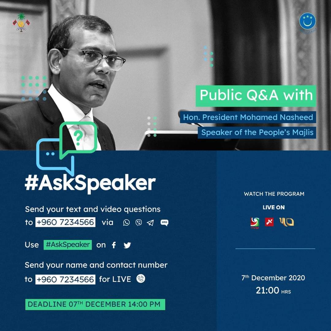 hasyMOONLI8's tweet photo. #AskSpeaker President Mohamed Nasheed (Anni) tonight at 21hrs from PSM  news Raajje TV Sangu TV https://t.co/3dipYmXjW6