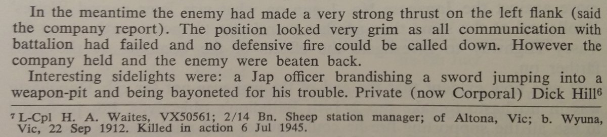 12. The infantry were then sent in to take the strong points. Here are the men of 18 Plt, C Coy, 2/14th Bn who took the 12cm gun on what became known as 'Whaite's Knoll' (after their commander who was killed early in the assault) and held it against 4 counter attacks.  #WeHaveWays