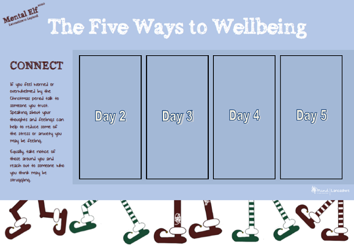 CarrHillSchool's tweet photo. Mental Elf 2020 - Advent Calendar Day 1 - The Five Ways to Wellbeing
CONNECT - If you feel worried or overwhelmed by the Christmas period, talk to someone you trust. Speaking about your thoughts and feelings can help to reduce some of the stress and anxiety. #MentalElf2020 https://t.co/IYcAx2gclw