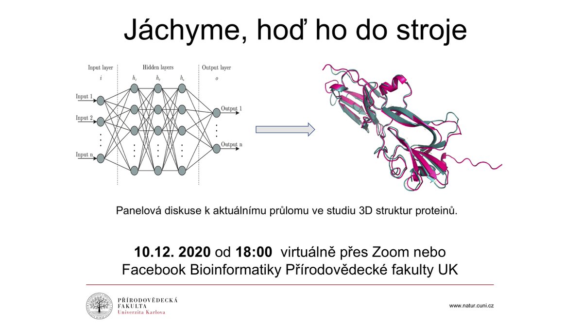 MarianNovotny (@majek_n) on Twitter photo Tento čtvrtek budeme s Davidem Hokszou z <a href="/matfyz/">Matematicko-fyzikální fakulta Univerzity Karlovy</a> a <a href="/vaclav_veverka/">Vaclav Veverka</a> z <a href="/IOCBPrague/">IOCB Prague</a> diskutovat v live stream (facebook.com/events/1475531…) o průlomu v predikci proteinové struktury a jeho důsledcích. Přidejdte se ! #AlphaFold #casp14 <a href="/UniKarlova/">Univerzita Karlova</a> Tento čtvrtek budeme s Davidem Hokszou z <a href="/matfyz/">Matematicko-fyzikální fakulta Univerzity Karlovy</a> a <a href="/vaclav_veverka/">Vaclav Veverka</a> z <a href="/IOCBPrague/">IOCB Prague</a> diskutovat v live stream (facebook.com/events/1475531…) o průlomu v predikci proteinové struktury a jeho důsledcích. Přidejdte se ! #AlphaFold #casp14 <a href="/UniKarlova/">Univerzita Karlova</a>