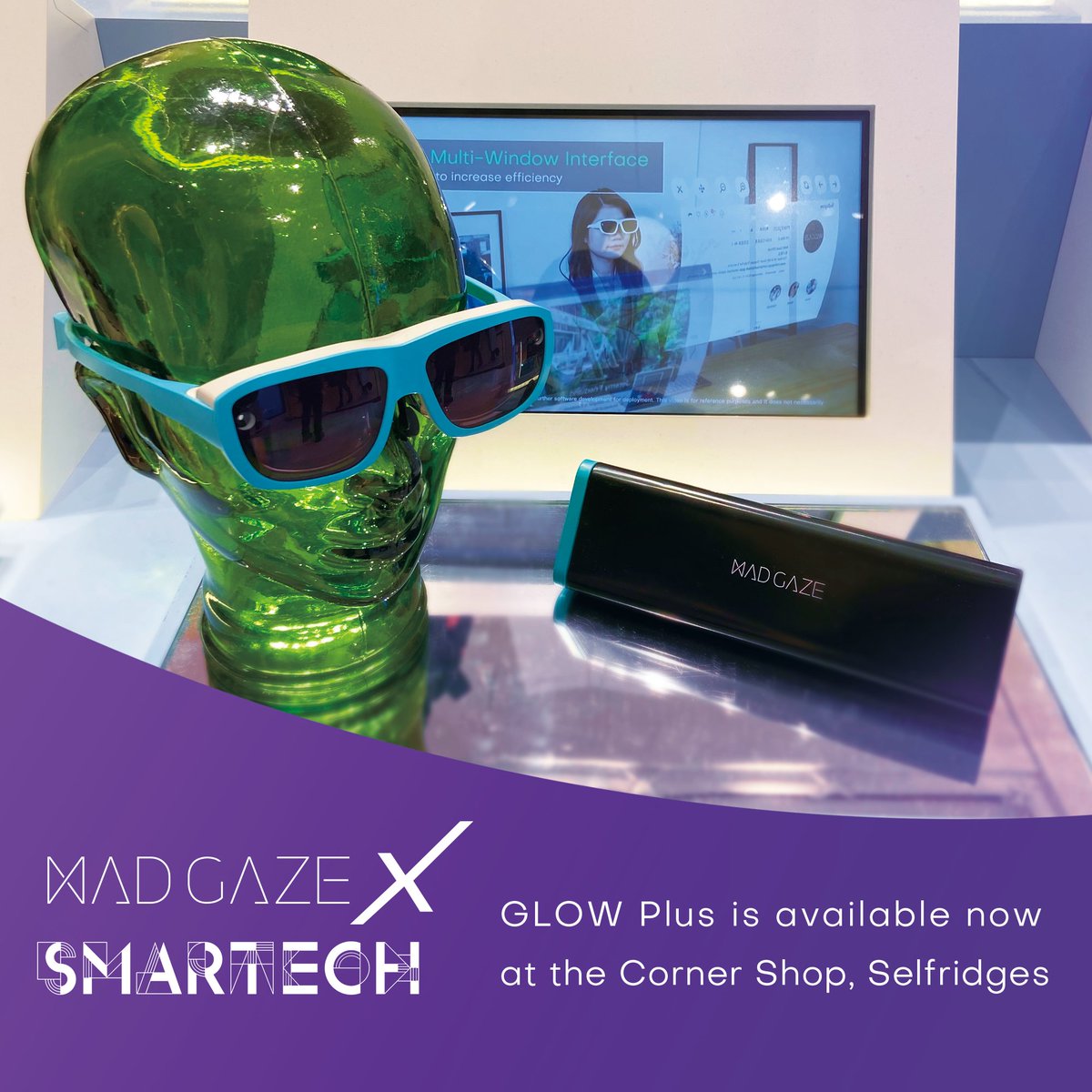 madgazeofficial's tweet photo. #MADGaze’s #GLOWPlus is now live at Smartech Playhouse located at Corner Shop Selfridges, 400 Oxford Street London. Discover our latest #MR smart glasses features with 53° FOV and BirdBath Optical Display - Delivering you the most extraordinary visual experience in this holiday🎄 https://t.co/DAT1k0lFip