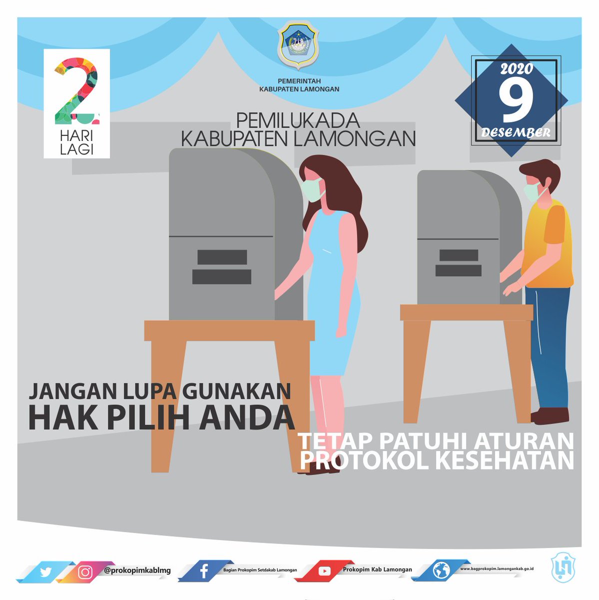 prokopimkablmg's tweet photo. 2 hari lagi lur!
Ojo sia siakan hak pilihmu ya. Tapi tetep taati prokes...
#Pilkada2020 #lamonganupdate #lamongankeren https://t.co/uv6hMDQUZo
