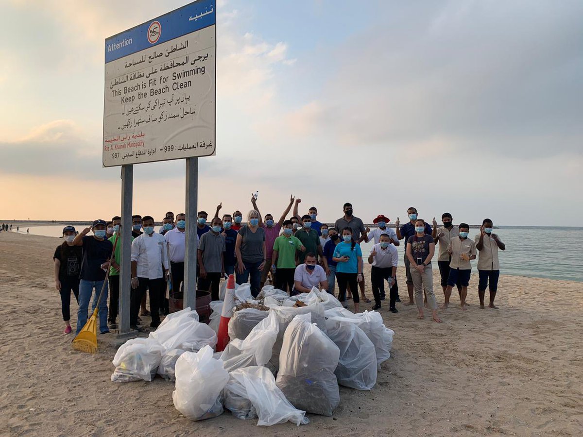 Kingofardagh's tweet photo. We did a public beach clean up yesterday to celebrate #HiltonEffect week here in RAK.
It is always so disappointing to see how much rubbish, and plastic in particular, that people throw away irresponsibly. https://t.co/4rYa4ekKTa
