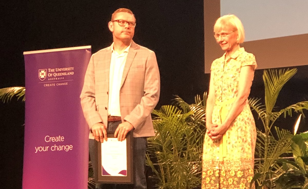 BronwynHarch's tweet photo. Congratulations #TomCourt @UQ_News Awards for Excellence in #Innovation for his work in HDR a program delivery ensuring delight-filled experiences for HDR students #uqresearch #loveyourwork https://t.co/lgjCvDwLBG