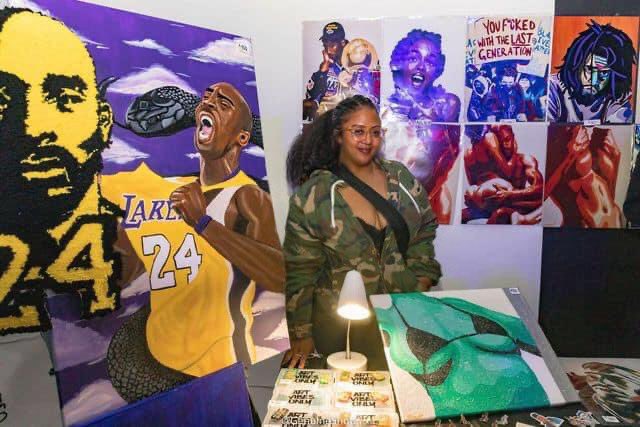 thisjazzyrican's tweet photo. Rare photo of me with my art ๐งกโจ #hologrammys https://t.co/mzRzSgok92