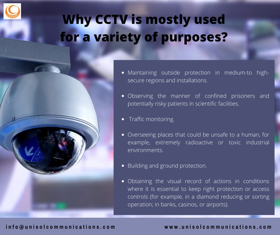 unisolcompany's tweet photo. Why #CCTV is mostly used for a variety of purposes?
Contact Details:
Email:info@unisolcommunications.com
Phn. No.:+91 98800 09520
Website:https://t.co/xxaR80CVf3
#cctv, #cctvcamera, #cctvsystem , #cctvmonitor, #cctvcable, #cctvcameraforhome, #cctvhome, #cctvandsurveillance https://t.co/uz5bE1iHMg
