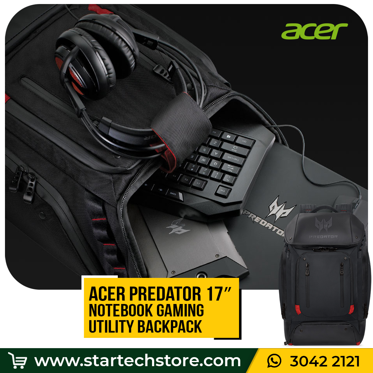 StartechStore's tweet image. Take your game on the road with the Acer Predator Notebook Gaming Utility Backpack &amp;amp; Acer Predator Rolltop Backpack. Available now at our online and retail stores!  

🔗 Buy Link: bit.ly/backpack-start…

#acer #backpack #rolltopbackpack #gamingcommunity  #bags  #qatar