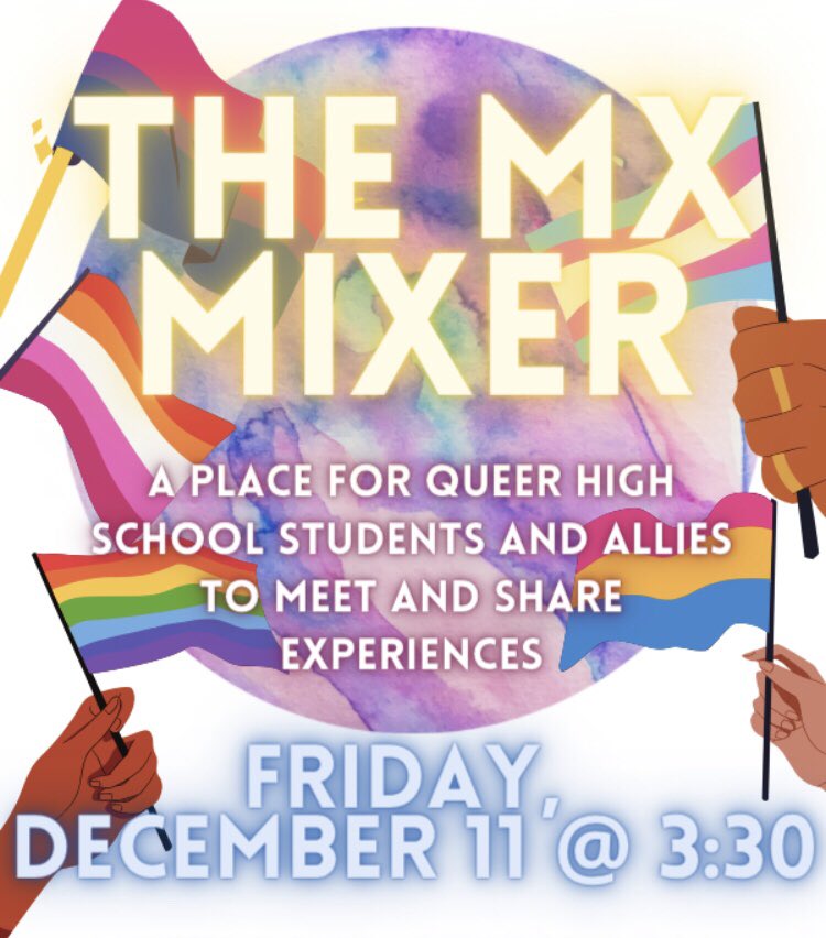 gsabvsw's tweet photo. On November 11 we’re hosting the “MX Mixer”, a fun meeting for queer high school students and allies living in Kansas. We will be playing a few short games and creating groups to meet new people! If you or your GSA is interested in attending, DM us for the Zoom information! https://t.co/ummdvRNwWL