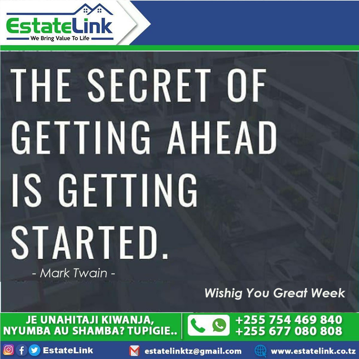 EstateLink1's tweet photo. Tunawatakia wiki Njema

#newday 
#newmonday 
#newweek 

💪💪💪 https://t.co/lNrDj2yluo