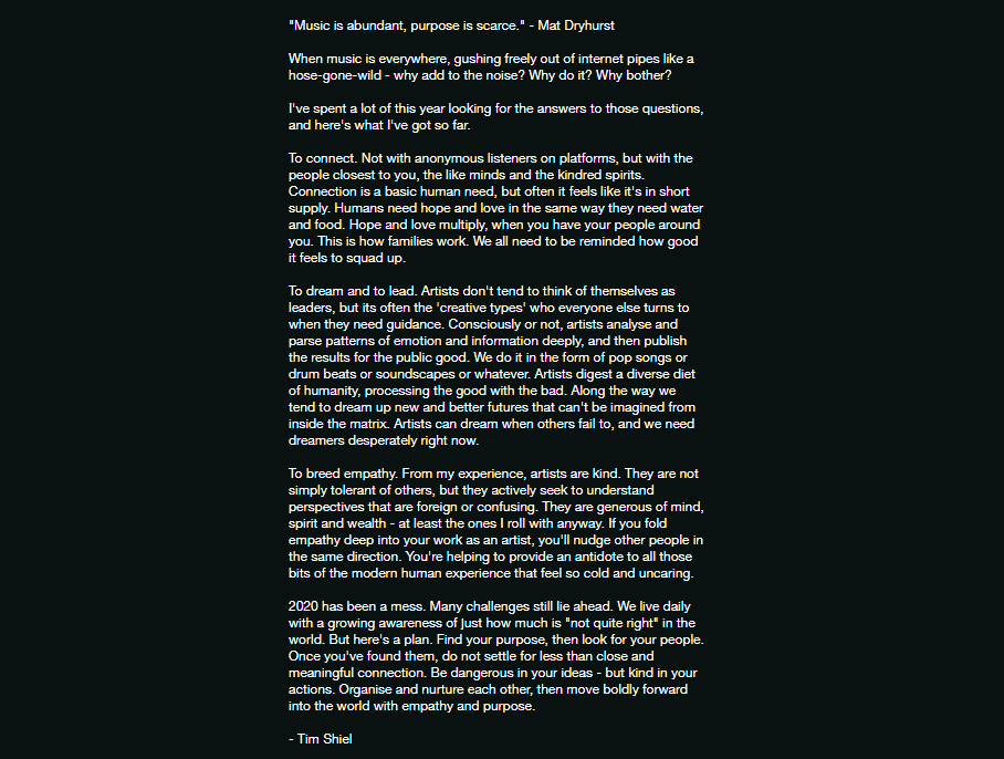 There's an absolute deluge of beauty and wisdom hiding in the description text of <a href="/spiritlevelco/">Spirit Level</a>'s new @bandcamp compilation. Wow. Like a gatling gun of truth.