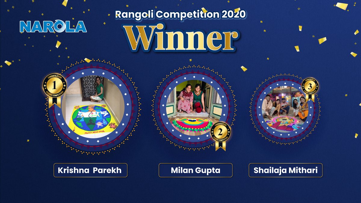 narolainfotech's tweet photo. Finally, it’s time to announce the winners of yet another creative competition held in Narola i.e. the Rangoli competition. We want to congratulate the three winners and also all those who participated with complete enthusiasm.
#LatePost #Rangoli2020 #NarolaInfoTech https://t.co/ibmLhBoMKJ