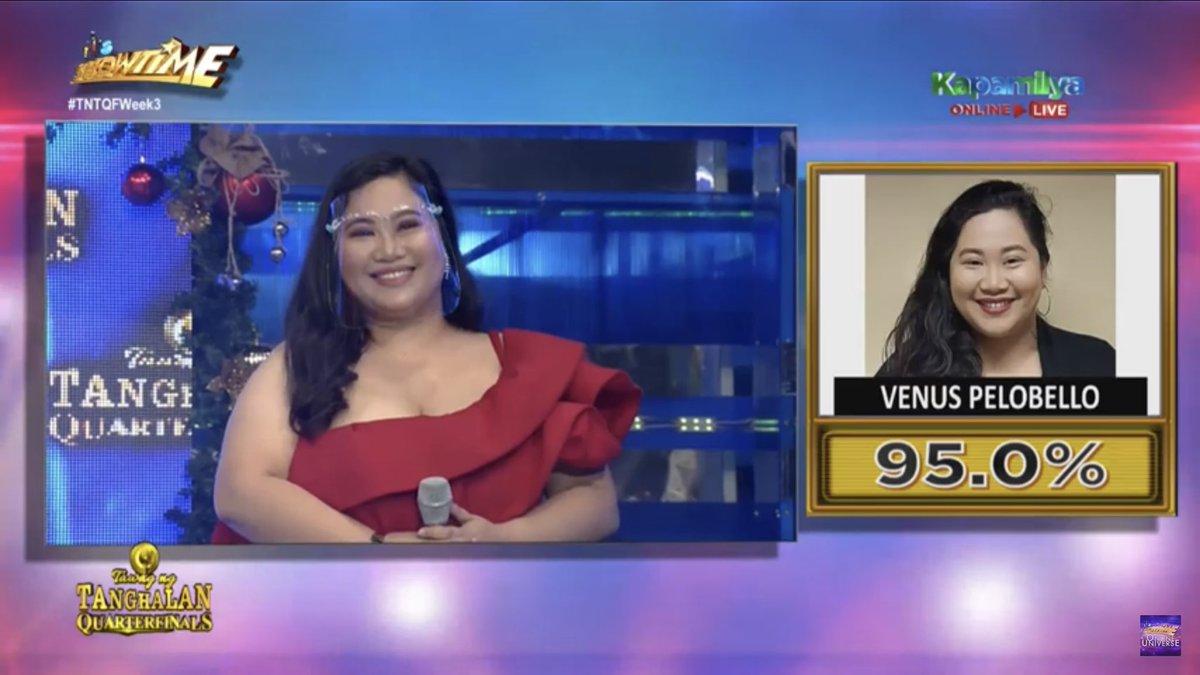 venuspelobello's tweet photo. Thank you Lord for this talent, Top 1 po tayo today, madlang pipol! Maraming salamat po inyong lahat! 🥳

Abangan n’yo po ulit kami bukas sa Day 2 ng Quarter Finals! 🥳

#TNTQFWeek3 
#Venus https://t.co/7fMZfSyHbY
