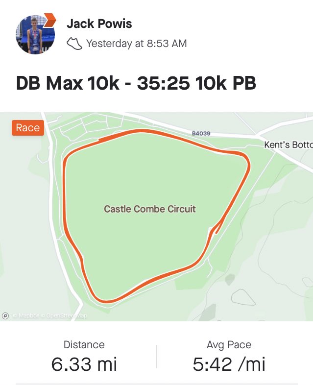 JackPowis1's tweet photo. A new PB @dbmax_timing Chilly 10k - very cold conditions but great way to round of a year’s training.

#triathlon #running https://t.co/rhG4JJkFhP