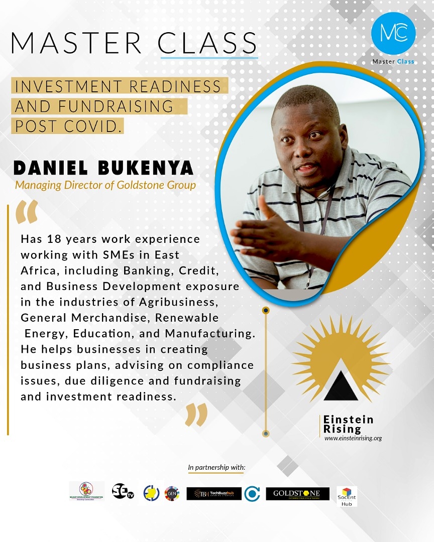 EinsteinRising's tweet photo. 𝗖𝗢𝗨𝗡𝗧𝗗𝗢𝗪𝗡 1️⃣ 𝗗𝗔𝗬!! Looking for pertinent fundraising strategies post covid? Register https://t.co/Gx77uA8b0h to upskill and learn from @bukenyadaniel, the CEO @Goldstoneect. He's our Fundraising facilitator in this fully fledged Master Class. #AdoptAndAdapt
#GEW2020 https://t.co/Sf2hQKxAVT