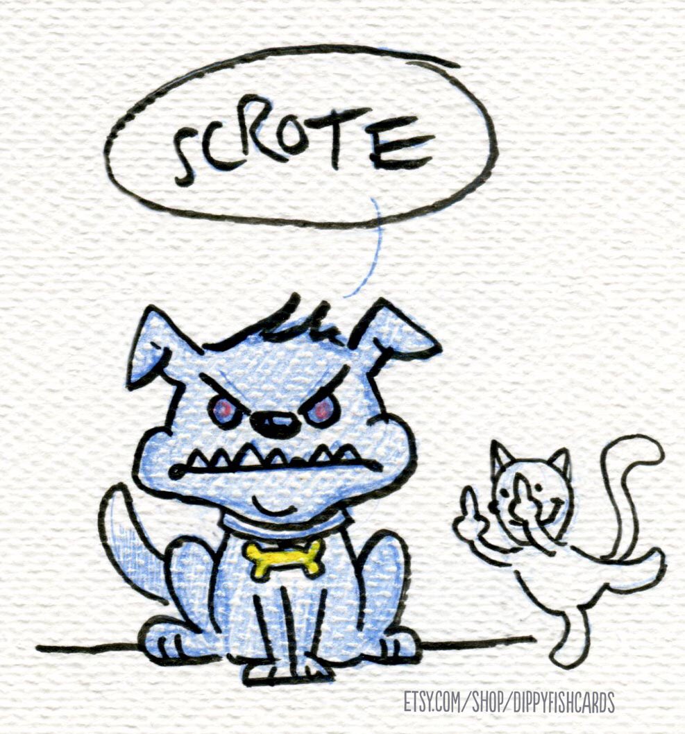 A bloody freezing Monday will never get my vote. So here’s its  #advent critter A bulldog shouting SCROTE!  #illo_advent2020  #illo_advent  #25DaysOfChristmas  