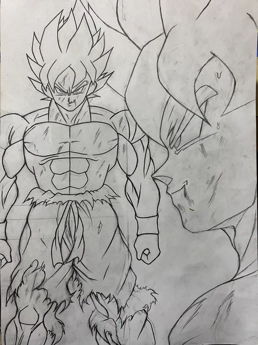 初期超サイヤ人の線画#ドラゴンボール#二次創作#ショキスパ 