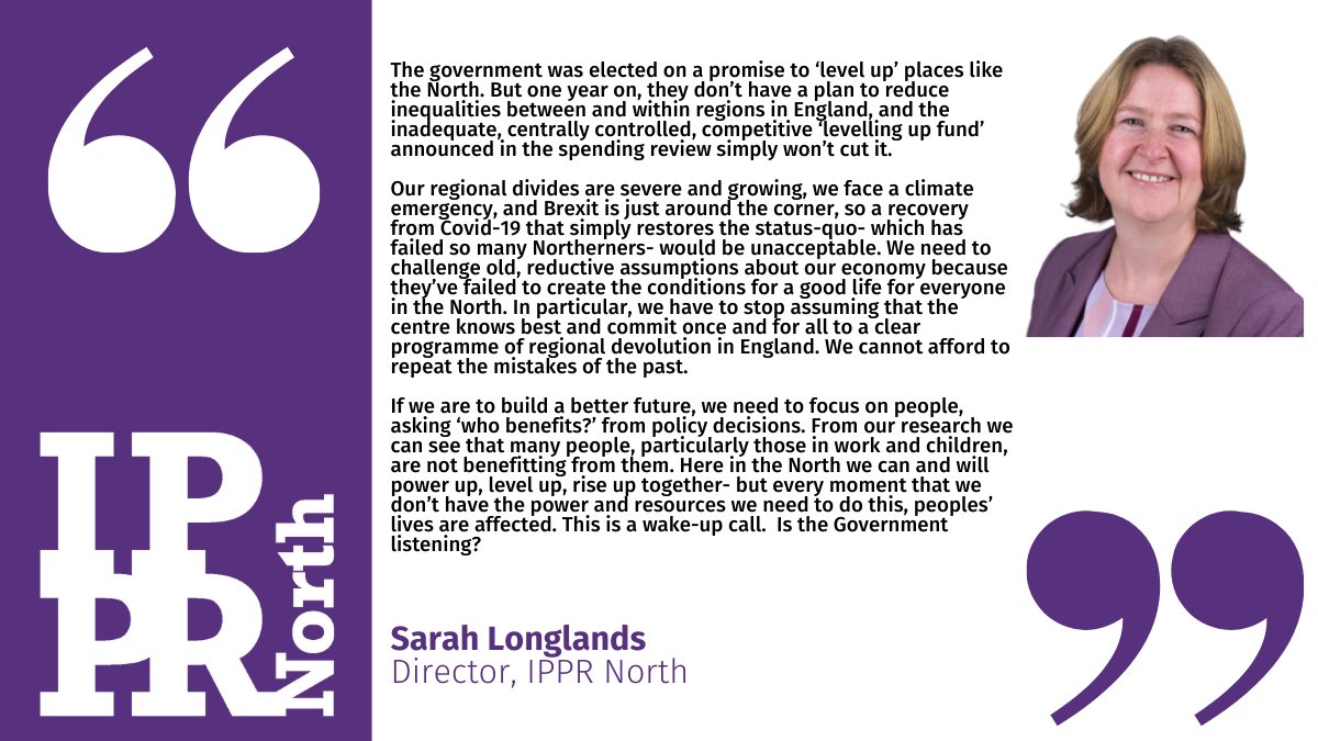 These findings must act as a wake up call to the urgency of devolving real power & resource to the North which has the potential, local understanding, agility & determination to ‘power up’, ‘level up’, ‘rise up’ for itself. Our report sets out key tests to measure progress 