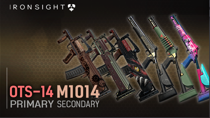 ironsight_wiple's tweet photo. The OTs-14 and M1014 were released with so many amazing skins; which one is your favorite? Let us know in the comments below along with your Ironsight callsign, and 5 lucky winners will be selected to receive an OTs-14 Box and an M1014 Box! https://t.co/cHH7HedXVs