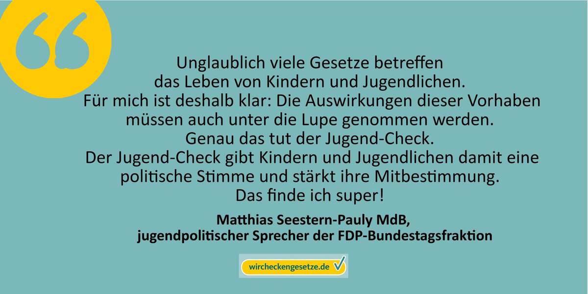 Kompetenzzentrum Jugend Check Jugendpolitischer Sprecher Der Fdp Bundestagsfraktion Mseesternpauly Mdb Danken Wir Fur Die Unterstutzung Des Jugend Checks Und Der Kampagne Wircheckengesetze Sowie Fur Das Motivierende Statement