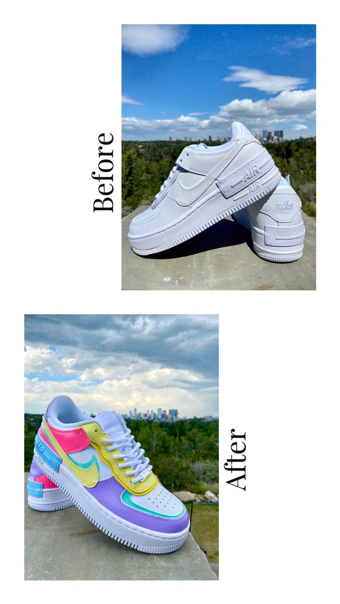 stay__groovy's tweet photo. Before and afters of some custom shoes done by @stay__groovy ! #customshoes #customshoescalgary #yycshoes #shoeart #painting #yycart #nike #customnikes #groovyshoes #calgaryshoes #smallbusiness #localbusiness https://t.co/sSQUZdKqF1