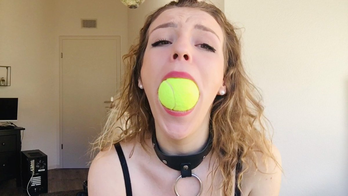 Tennis Ball Gag Challenge - http://onlyfans.com/kinky_diamondly 