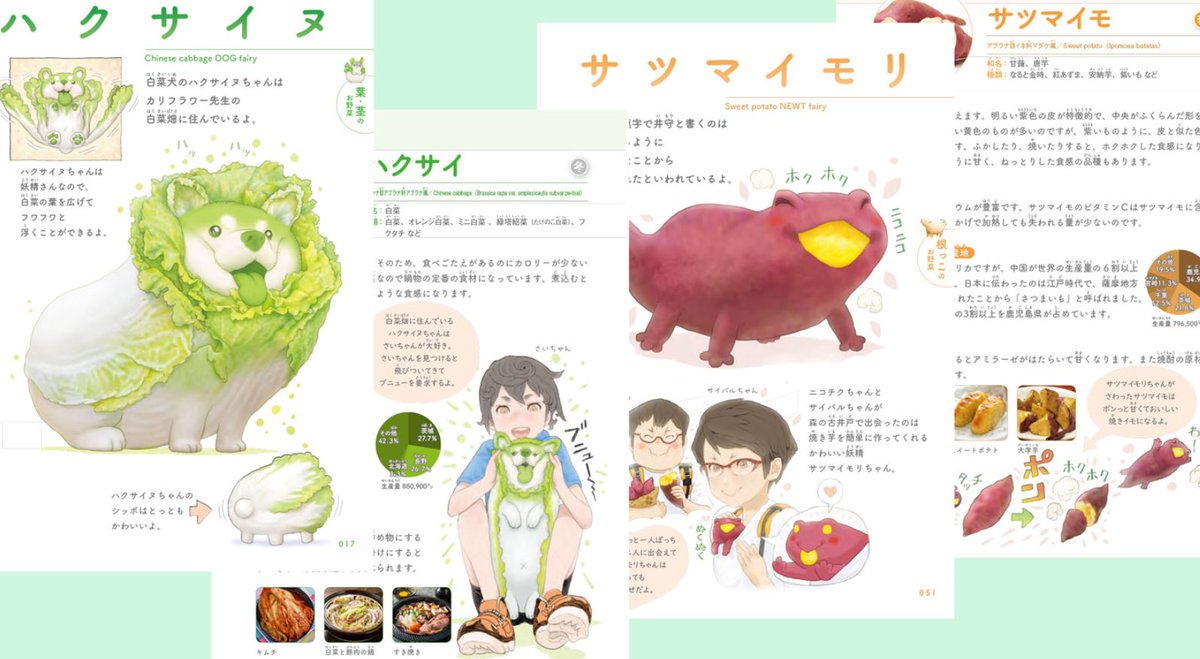 (おやさい妖精とまなぶ野菜の知識図鑑)本日発売でございます!
野菜が苦手な子供が少しでも野菜が好きになるように、楽しみながら野菜の知識や効能など覚えられる本に仕上がっています。 おやさい妖精さんがどうやって生まれるかの漫画も収録していますので本屋さんで お見かけの際はぜひ? 