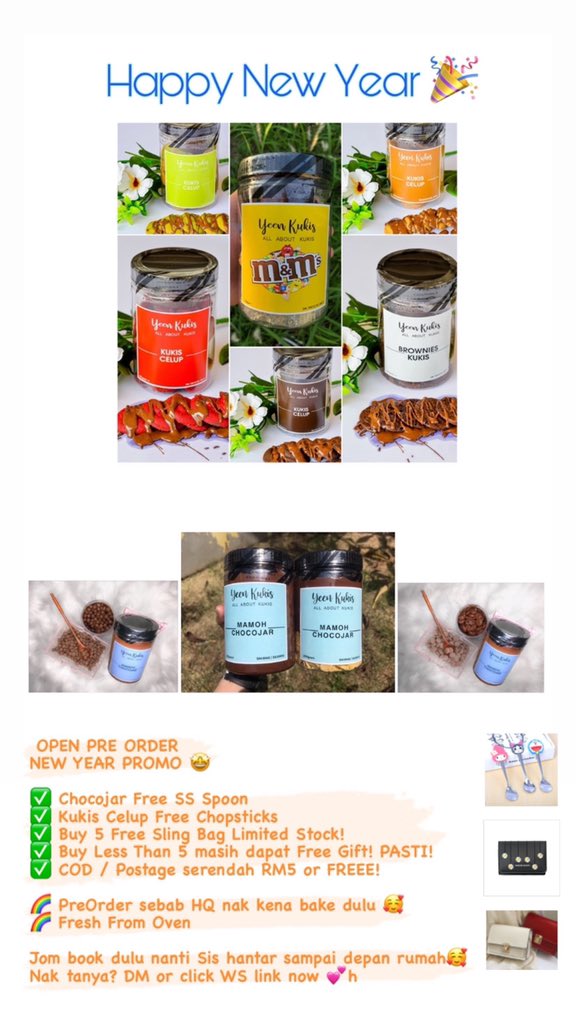 YeenKukis's tweet photo. Assalamualaikum..
Mintak RT ye semua..
saya open pre order kukis celup 💕
Untuk kumpul order then submit,
also nak start beli freegift untuk customer tersayang ❤️
RM10 sahaja 💕
#Freshfromoven #codkl #cookiessedapmurah #makanankekinian #cookiesmurah #cookiesviral #yeenkukiscelup https://t.co/bqkO5vpaRv