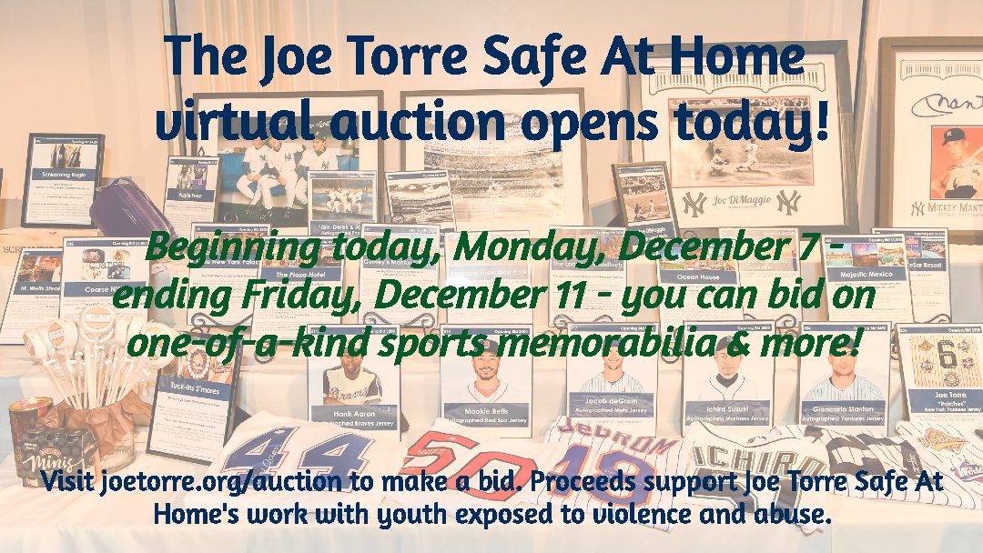 Lorraine_Bracco's tweet photo. Today is the start of the @TorreSafeAtHome virtual auction. Bid on special memorabilia for the holidays all week, with proceeds supporting the #SafeAtHomeFoundation , an awesome org that provides healing to kids exposed to violence & abuse: https://t.co/Rmr7aJsTSS https://t.co/cIdVh444rt