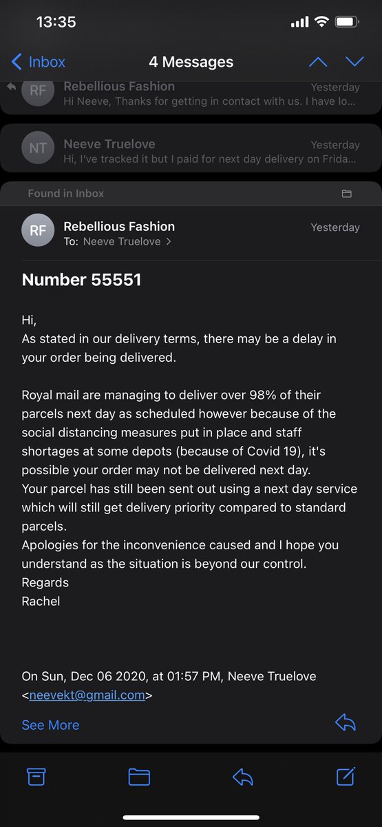 Neevekt's tweet photo. Don’t bother ordering NEXT DAY DELIVERY from @Rebelliouslive ... please explain to me why this isn’t made clear upon purchase? https://t.co/nobrwyKBs5