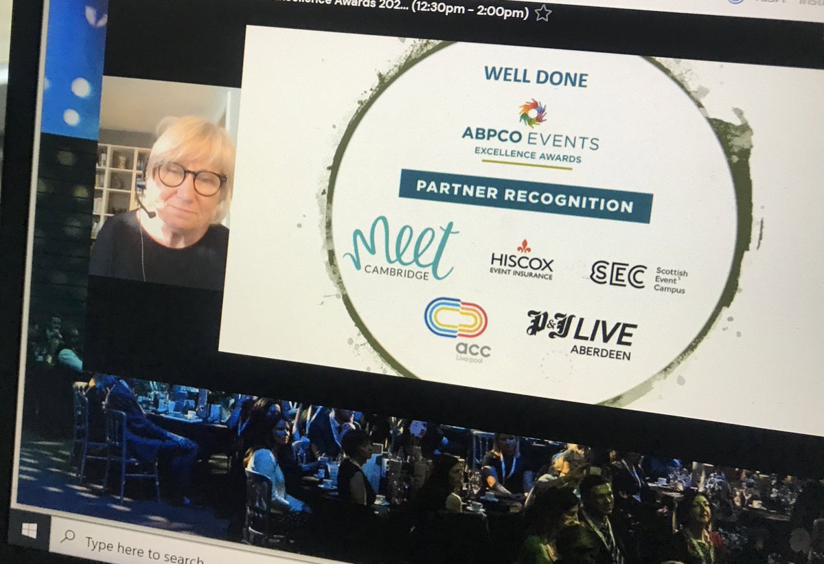 ThereseDolan's tweet photo. Congratulation to all of the Partner Recognition Awards winners!  #ABPCOExcellenceAwards2020

@HiscoxUK 
@ACCLiverpool 
@SECGlasgow 
@PandJLive 
@MeetCambridge https://t.co/TffPd5ohU5
